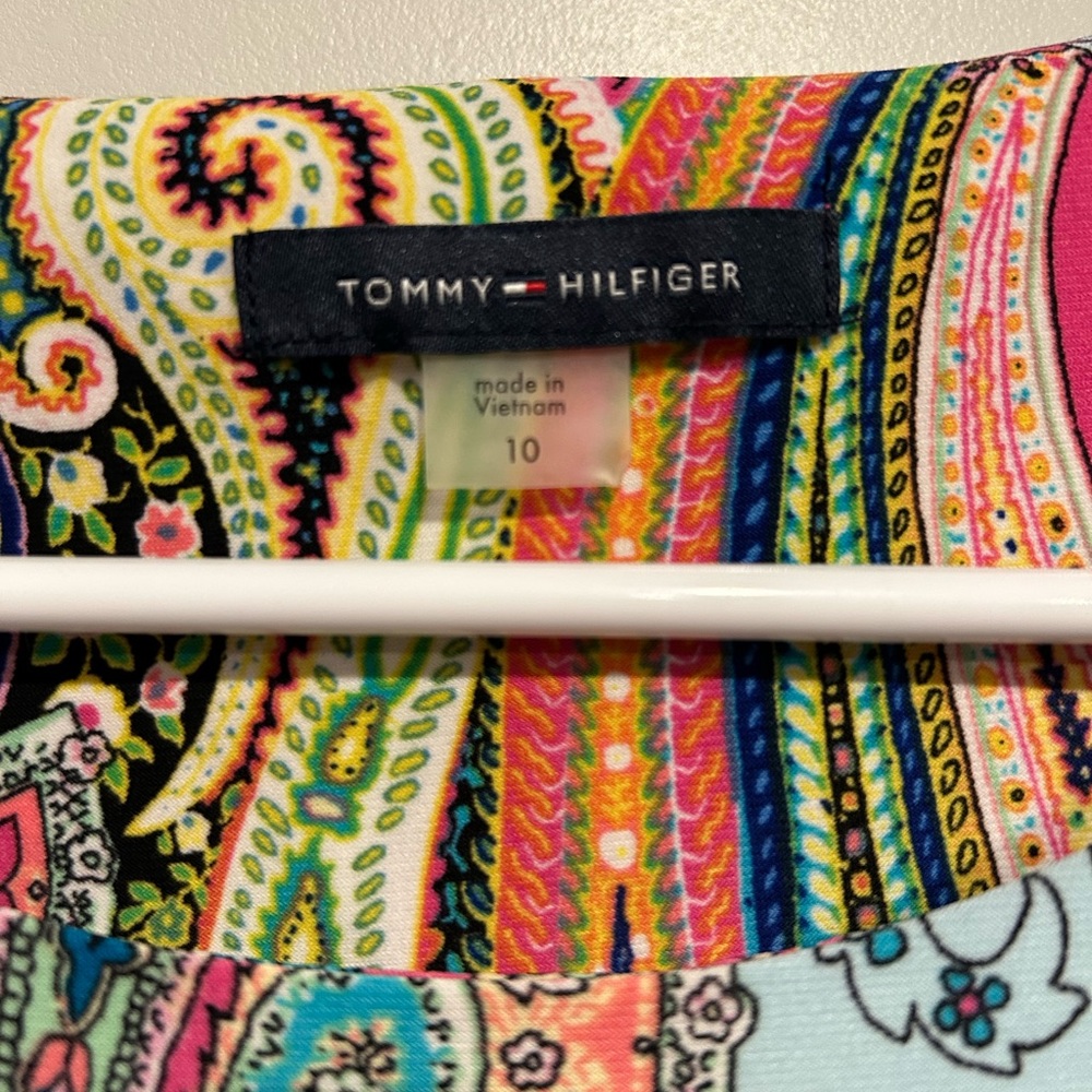 Tommy Hilfiger Multicolor Bright Mixed Paisley Dress Boho Size 10 - Picture 3 of 5
